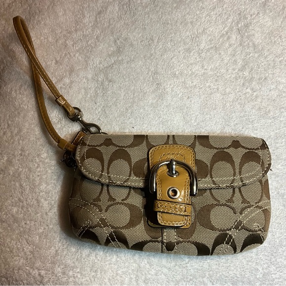 Coach Brown and Tan Designer Wristlet - Picture 3 of 10